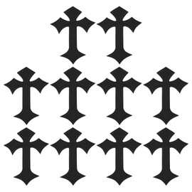 PATIKIL Cross Embroidered Patches,10 Pcs Cross Sew on Iron on Decorative Patches for Repair Decoration Clothing Hats Jackets Backpack, 4.1" Lx2.8 W, Black