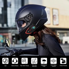 JAGASOL Motorcycle Helmet Bluetooth Headset, 800 Meters Intercom CVC Noise Reduction IPX67 Waterproof Wireless Communication System for Motorcycle Riding/Snowmobile/Cycling, Compatible with All Helmet