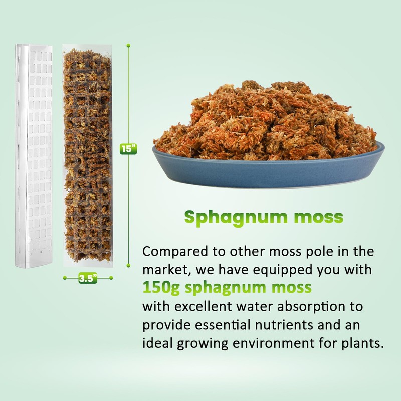 Bluepro 4 Pcs 15 Inch Plastic Moss Pole for Plants