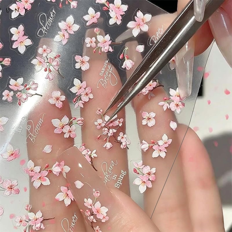 桜ネイルシール ネイルデコレーションステッカー ピンク 花びら 薄型フィット 上品 春ネイル 多シーン 幅広い用途 2点セット