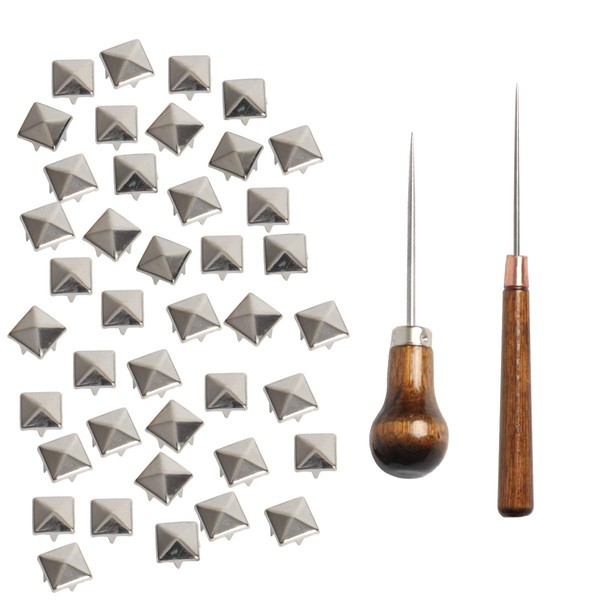 SBYURE SBYURE 500 Pieces 10mm Four-Jaw Square Rivets Silver Metal