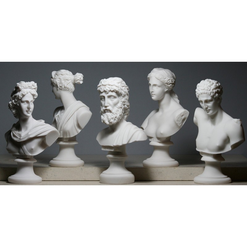 Set 5 Bust Head God Zeus Artemis Aphrodite Hermes Apollo