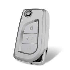 WORCAS Smart 3 Button Key Fob Cover Case Compatible with 2018-2020 Camry SE/LE,RAV4 SE,Corolla SE/LE Smart Key(Quicksand-Silver)