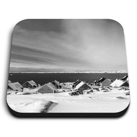 1 x Square MDF Fridge Magnet - Nuuk City land Ice Landscape 43290