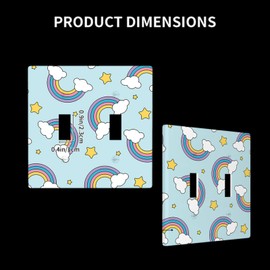 Moslion Rainbow Cloud Stars Outlet Cover 2-Gang Toggle Wall Plate Cartoon Blue Light Switch Covers for Kitchen Bathroom Men Women