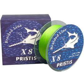 Pristis X8 Braided Fishing Line, 8-Strand Super Strong Braid Line for Professional, Pro Grade Abrasion Resistant & Zero Stretch Durable Gear Tackle for Saltwater Freshwater, 300 Yds Lime Green 15 LB