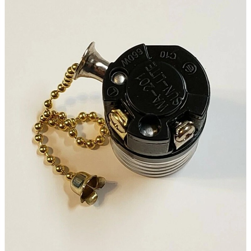 sun-lite PULL CHAIN LAMP SOCKET WITH UNO THREADS BLACK E26