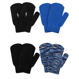 Geyoga 4 Pairs Children's Knitted Gloves Stretch Gloves Unisex Full Finger Baby Toddler Mittens, Cool style