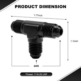BWBWND 4AN Male Flare Tee Fitting, Aluminum AN4 Flare Tee Block Quick Connect Fuel Hose Connector, Male Thread Coupler Fuel Line Pipe T Union Adapter for Most Cars Trucks SUVs