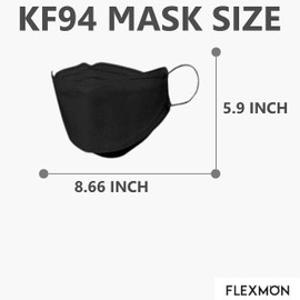 (Pack of 5) Korea Black Disposable KF94 Face Masks 4-Layer Filters Breathable Comfortable Protection, Good Day, Mouth Covering Dust Mask Made in Korea. By FLEXMON