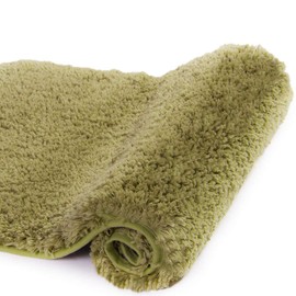 Walensee Bath Rug for Bathroom Non Slip Bathroom Mat (20 x 32, Olive Green) Water Absorbent Soft Microfiber Shaggy Bathroom Rug Machine Washable Bath Mat for Bathroom Thick Plush Shower Mat
