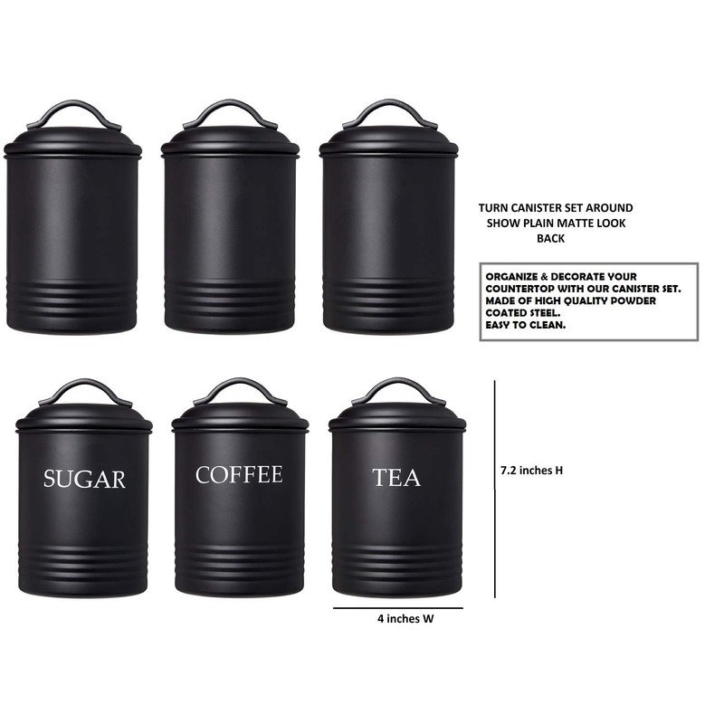 Steelware Central Kitchen Canister Set of 3 Sugar Coffee Tea
