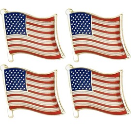 Set of 4 x USA U.S.A. United States of America Flag Pin Badges Enamel Metal