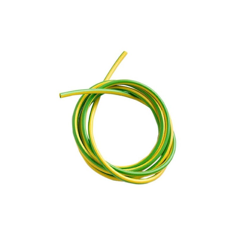 1 metre cut length of 4mm earth sleeving green and