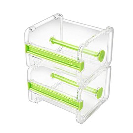 molshine 2 Pack Transparent Visible Desktop Multi Washi Masking Tape Dispenser,Tape Cutter,Roll Tape Holder (Not Include Masking Tape) (Green)