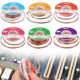 PYEUIFT Set of 6 Desoldering Braids - 1.5 m Copper Desoldering Wire (1.0/1.5/2.0/2.5/3.0/3.5 mm) | Ideal for Desoldering and Removing Solder at Solder Points | High Thermal Conductivity Soldering