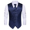 HISDERN Men's Suit Vest, Paisley, Necktie, Pocket Square, 3-Piece Set,
