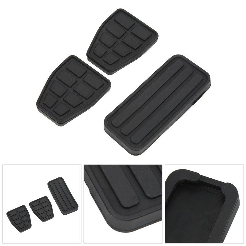 3pcs Clutch Brake Accelerator Pedal Pad Kit Rubber Black Flexible