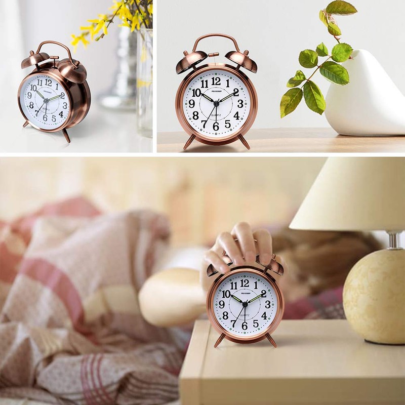 Peakeep Loud Analog Alarm Clock for Heavy Sleepers, Vintage 4-Inch