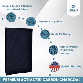Fresh Headquarters Cut‑to‑Fit Carbon Pad Pre‑Filter Roll – Universal Activated Carbon Sheet for Air Purifier, Furnace, AC, Range Hood, 3D Printer & More Odor/VOC Control