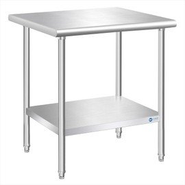 KUARBARR Stainless Steel Table 30 x 30 Inch, Commercial Stainless Steel Prep Table, NSF Metal Kitchen Prep Table for Restaurant Garage Storage
