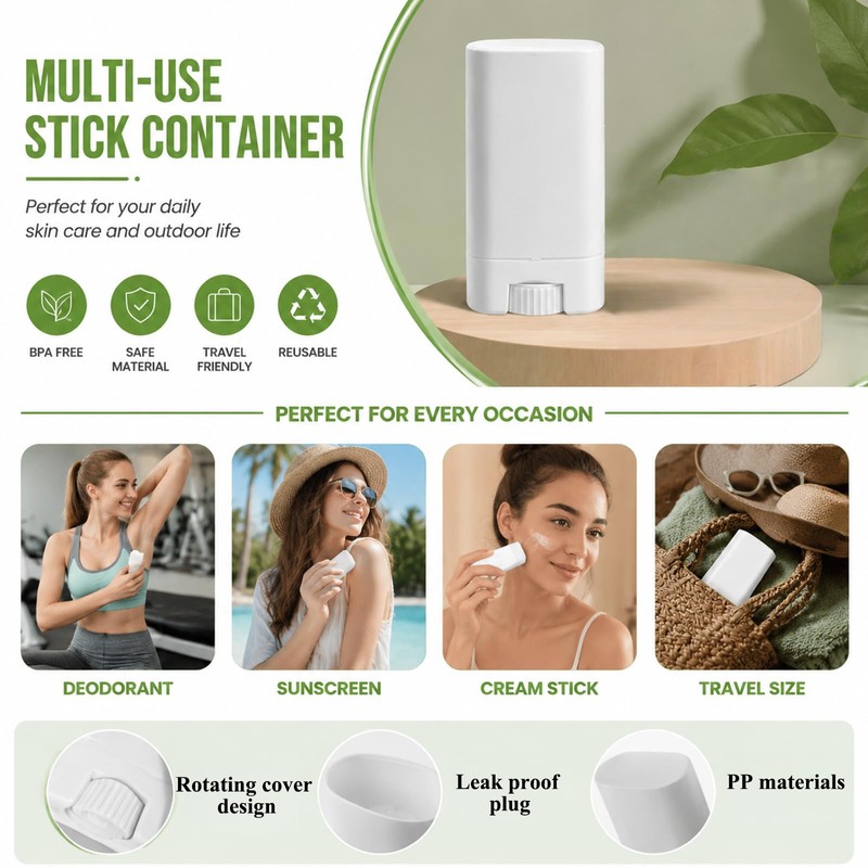 10 Pcs Empty Deodorant Containers, 15ml/0.53oz Twist Up Deodorants Tubes