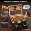 TISFA Cigar Humidor, Cedar Wood Desktop Humidor Box with Digital
