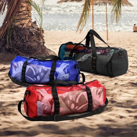Diving Scuba Surfing Snorkeling Dive Mesh Beach Bag Duffle Bags with Zipper and Adjustable Shoulder Strap for Travel Fitness Camping Swim Gym Gears Balls 23” x 11”