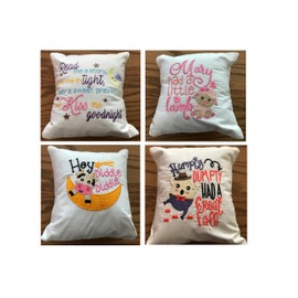 4 Embroidered Baby Pillow Nursery Rhymes