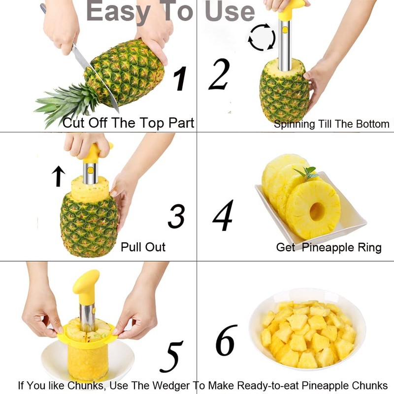 Pineapple Peeler and Corer Slicer Cutter Stainless Steel Easy Kitchen
