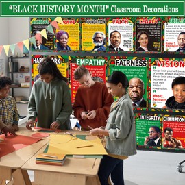 Adduster 16 Black History Posters - Juneteenth Decorations Black History Month Classroom Bulletin Board Decorations Poster 13.4 * 10.2inch For Elementary and Middle School Classrooms