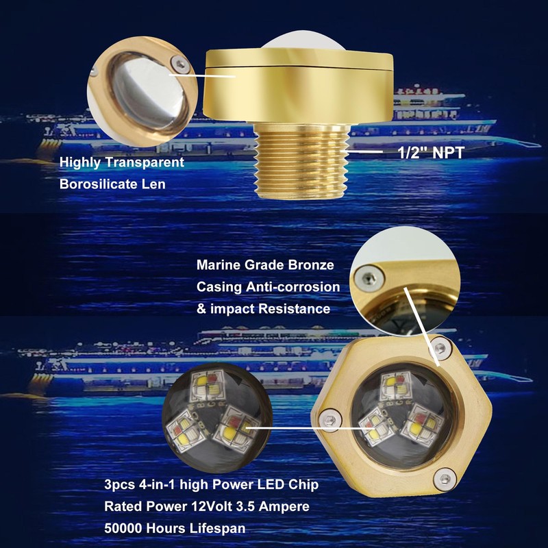 JXOFROAD 2PCS IP68 Underwater Standard 1/2" NPT Boat Drain Plug