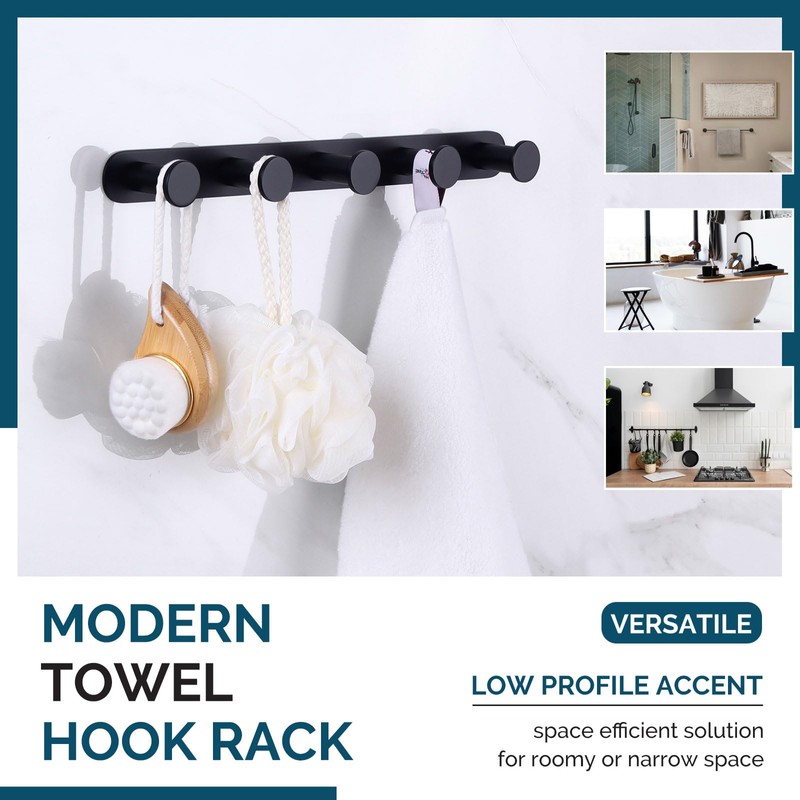 Angle Simple Towel Hook Rack Matte Black, SUS304 Stainless Steel