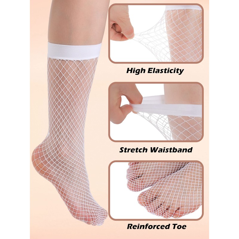 Geyoga 4 Pairs Women's Fishnet Knee Stockings Hollow out Women's