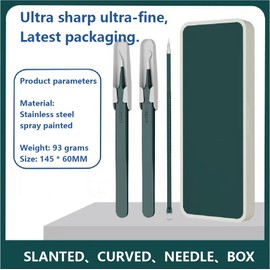 Professional Blackhead and Acne Clips, Tools for Squeezing Acne, Tweezers Tool Set, Professional Tools for Beauticians (Dark Green Three Piece Set)