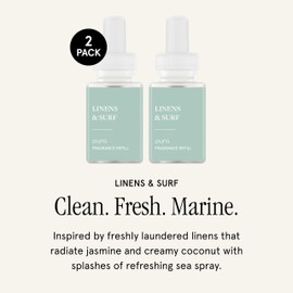 Pura - Fragrance for Smart Home Air Diffusers - Room Freshener - Aromatherapy Scents for Bedrooms & Living Rooms - Odor Eliminator - 2 Pack - Linens & Surf