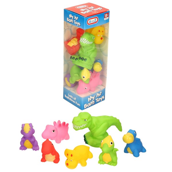 A to Z Dinosaur Bath Toys Set, 7 Colourful Characters,