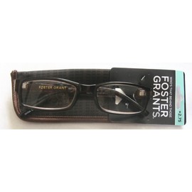 Foster Grant Derek BRN Men's Rectangular Readers with Case +2.75