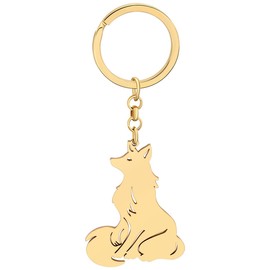 BAMAY Cute Fox Keyring Stainless Steel Keychain Fox Gifts for Women Girls Car Key Chain Purse Bag Charms, 18 carat gold plated