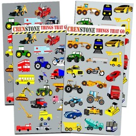 Cars and Trucks Stickers Party Supplies Pack Toddler -- Over 160 Stickers (Cars, Fire Trucks, Construction, Buses & More!)