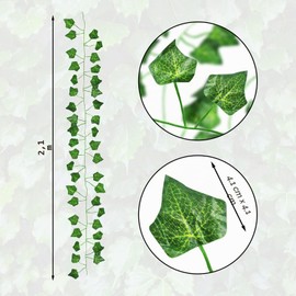 SZXMDKH Edera Finta, 1 Pezzi Pianta Artificiale Rampicante, Edera Artificiale Ghirlanda Foglie Verdi per Matrimonio, Festa, Ufficio, Casa, Finestra, Giardino, Esterne Interne, Decorazione Murale