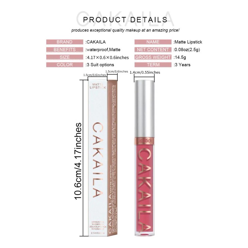 Brillo Labial Cakaila 1 Colors 1pza Rosado Impermeable