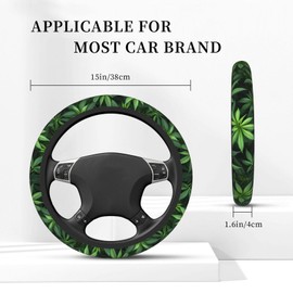 Fundas universales para volante de marihuana de marihuana de 15 pulgadas, antideslizantes, absorción de sudor, elasticidad, accesorios de coche, protector de volante, aplicable a todos los coches