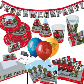 TIB Fire Brigade Plates for Theme Party and Children's Birthday Party Set Boys Paper Plates Fire Fighter Pack of 8