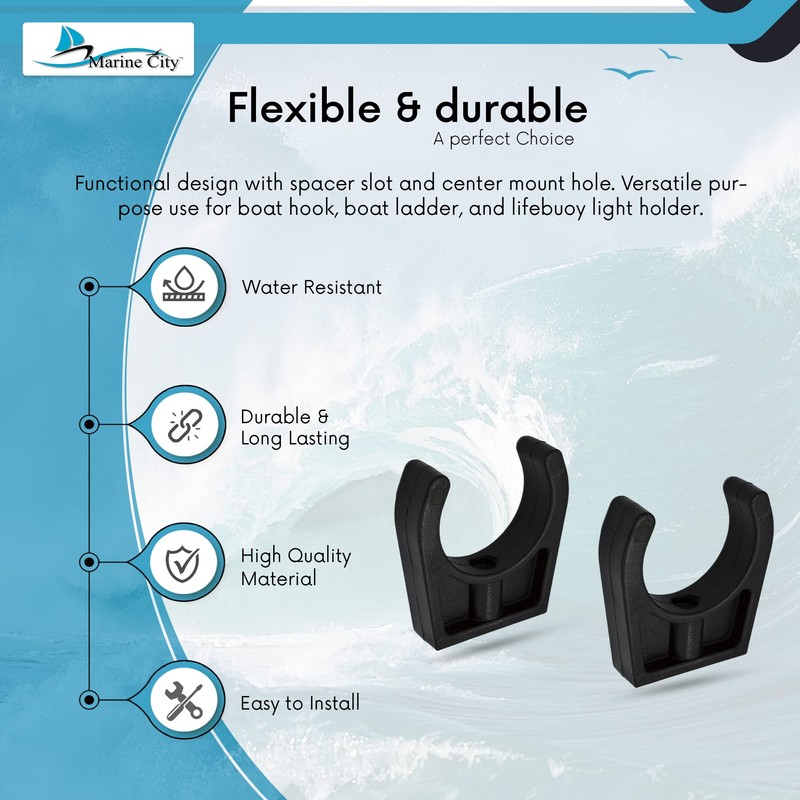Marine City Black Nylon Best Grip Storage Boat Clips Light