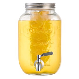 1 Gallon Beverage Dispenser, Glass Drink Dispensers for Parties, Fruit Infuser and Stainless Steel Spigot 100% Leakproof, Beverage Dispenser for Lemonade Sun Tea