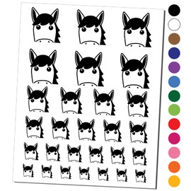 Peeking Horse Temporary Tattoo Water Resistant Fake Body Art Set Collection - Red (One Sheet)