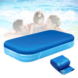 Rectangular Pool Cover,120 in. x 72 in. 10ft x 6ft Rectangle Inflatable Swimming Pool Cover,Dustproof Outdoor Paddling Family Pools Protector with Adjustable Draw Strings