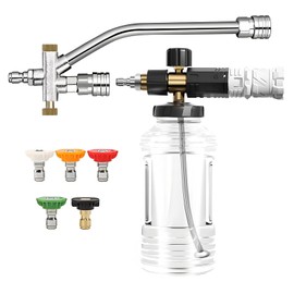 Tool Daily Foam Cannon for Pressure Washer with Double Tip Attachment, Dual Lance Wide Mouth Soap Cannon, 5 Power Washer Sprayer Nozzles, 1/4" Quick Connect, 4000 PSI