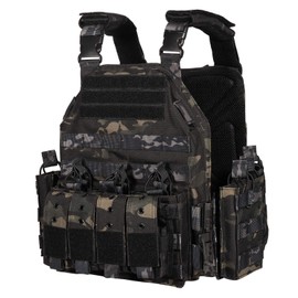 vAv YAKEDA Tactical Military Vest Quick Release Airsoft Vest Adjustable for Adults (Black CP)